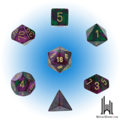 Gemini - Polyhedral 7-Die Set - Green-Purple / Gold